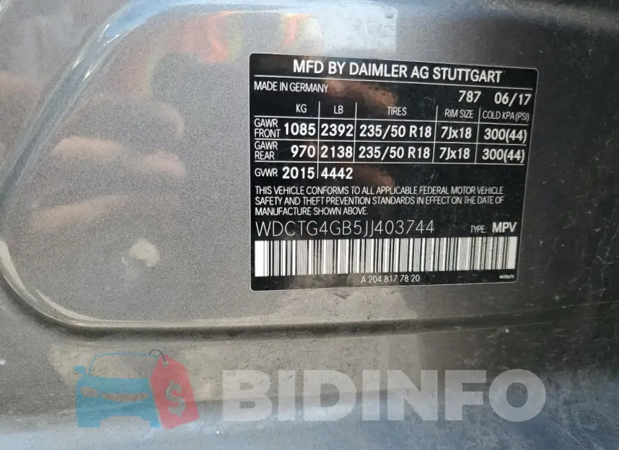 WDCTG4GB5JJ403744 Photo# 13