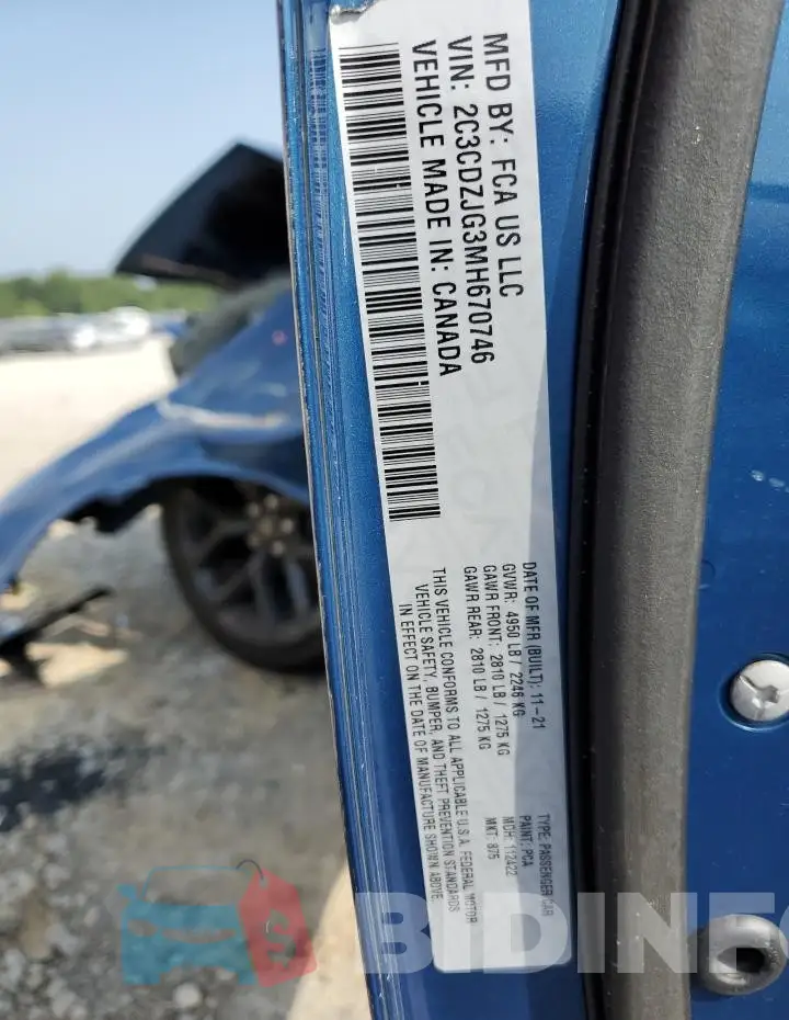 2C3CDZJG3MH670746 Photo# 13