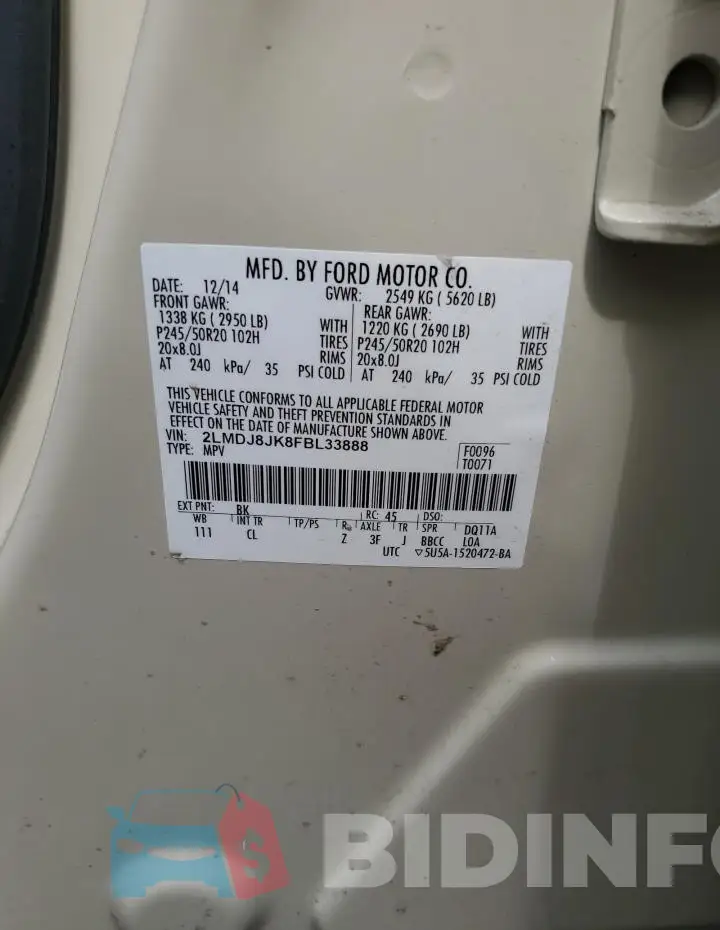 2LMDJ8JK8FBL33888 Photo# 13