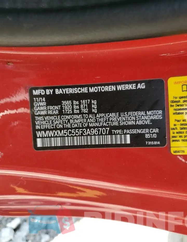WMWXM5C55F3A96707 Photo# 12