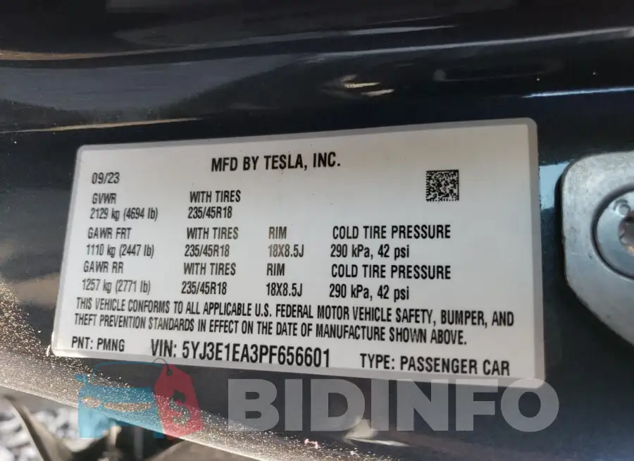 5YJ3E1EA3PF656601 Photo# 12