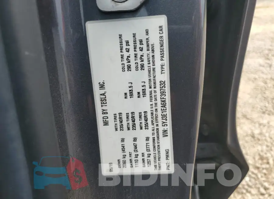 5YJ3E1EA6KF397532 Photo# 12