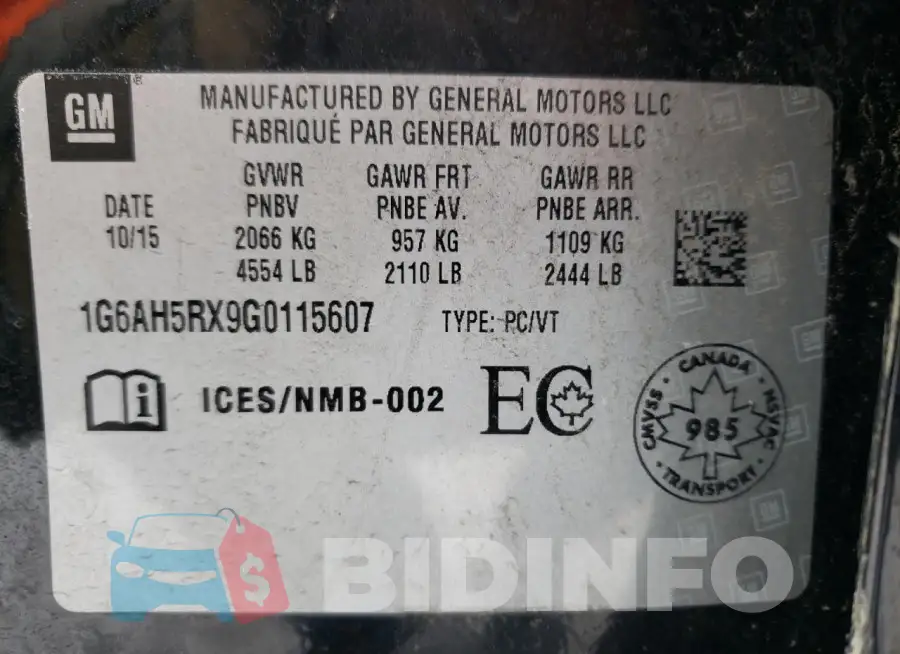 1G6AH5RX9G0115607 Photo# 10