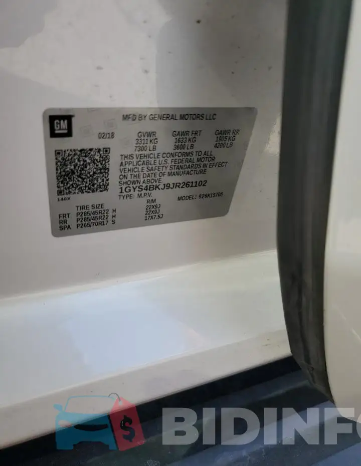 1GYS4BKJ9JR261102 Photo# 13