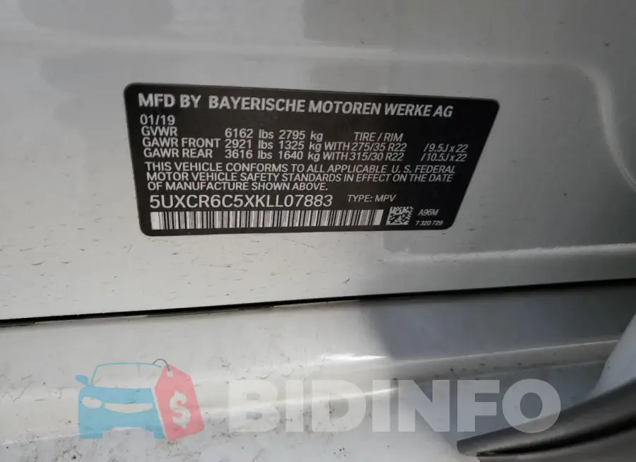 5UXCR6C5XKLL07883 Photo# 13