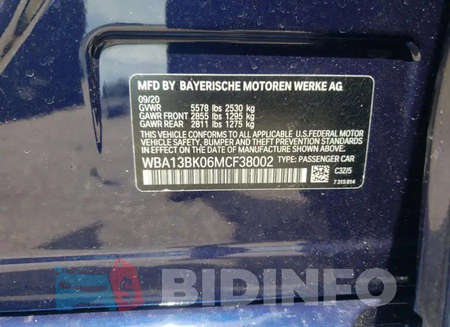 WBA13BK06MCF38002 Photo# 12