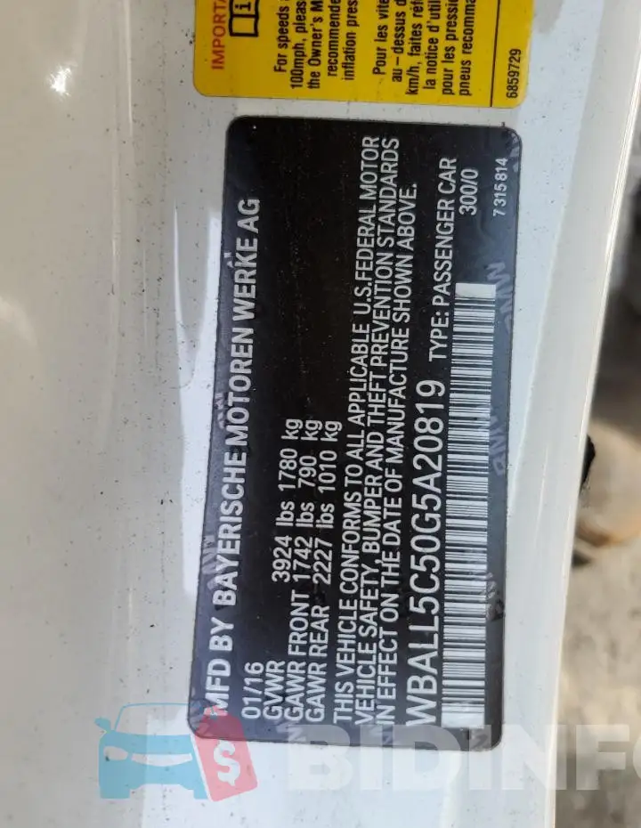 WBALL5C50G5A20819 Photo# 12