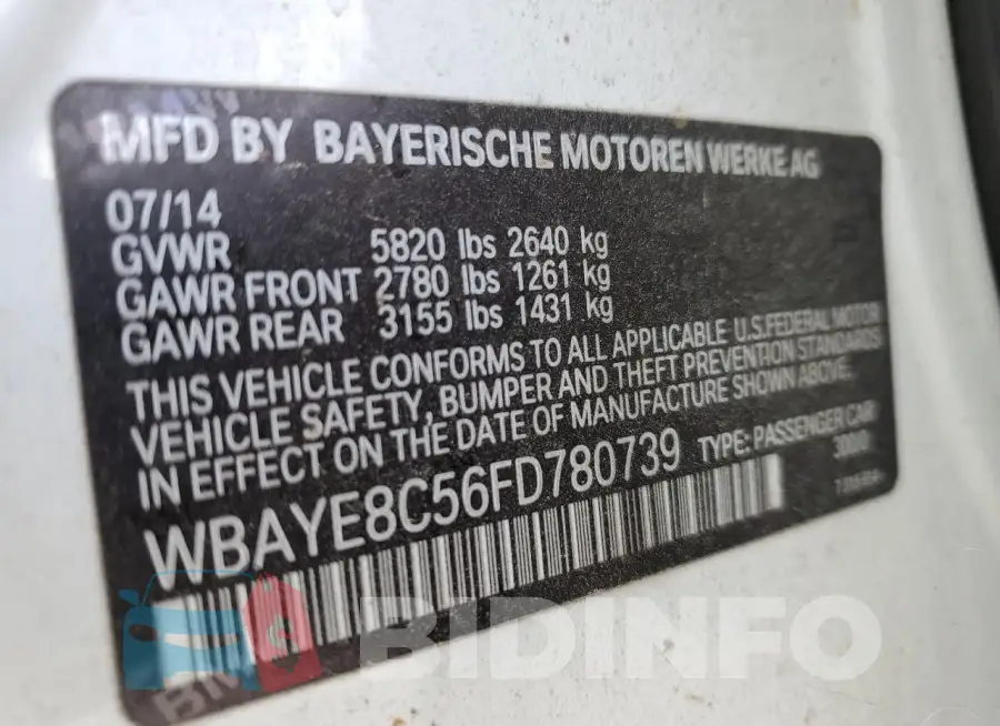 WBAYE8C56FD780739 Photo# 12