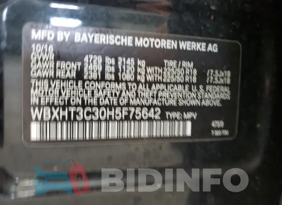 WBXHT3C30H5F75642 Photo# 14