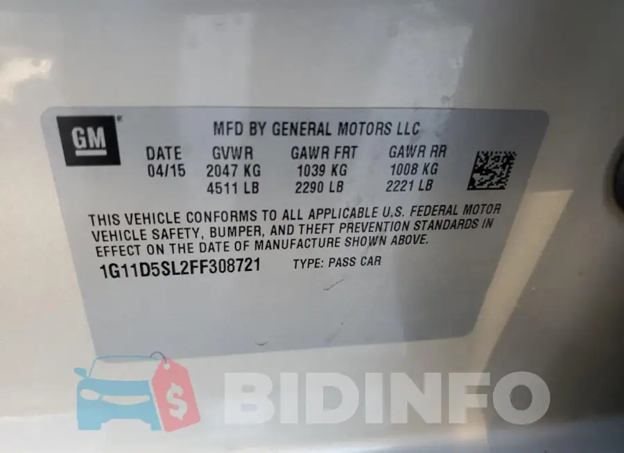 1G11D5SL2FF308721 Photo# 12