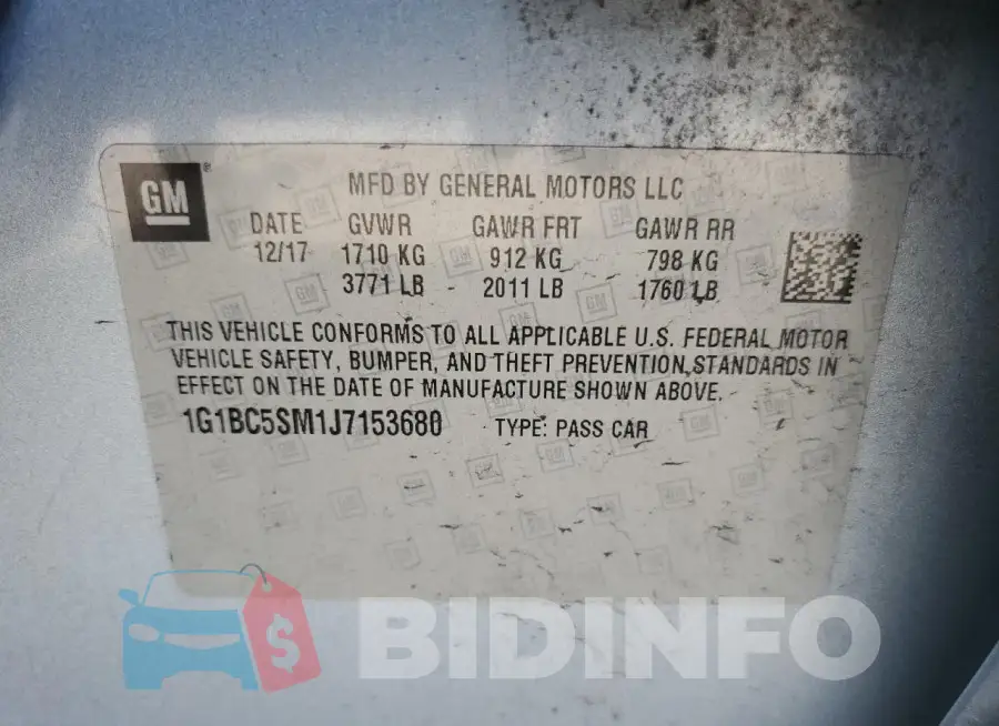 1G1BC5SM1J7153680 Photo# 12