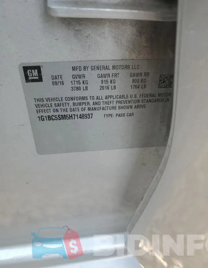 1G1BC5SM6H7148937 Photo# 12