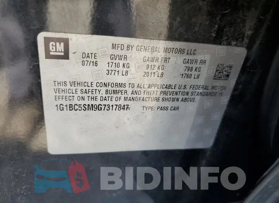 1G1BC5SM9G7317847 Photo# 12