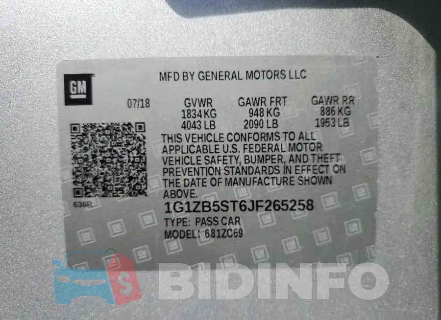 1G1ZB5ST6JF265258 Photo# 12