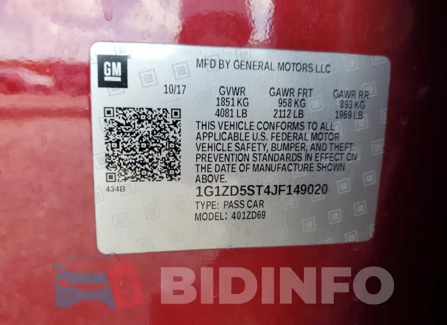 1G1ZD5ST4JF149020 Photo# 12