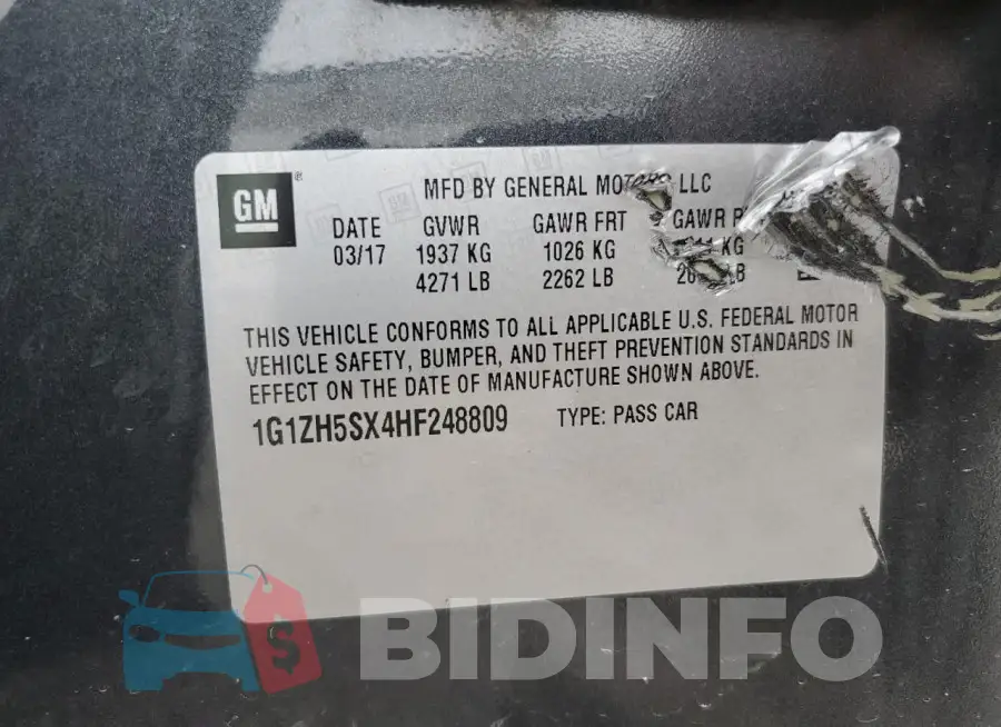 1G1ZH5SX4HF248809 Photo# 12