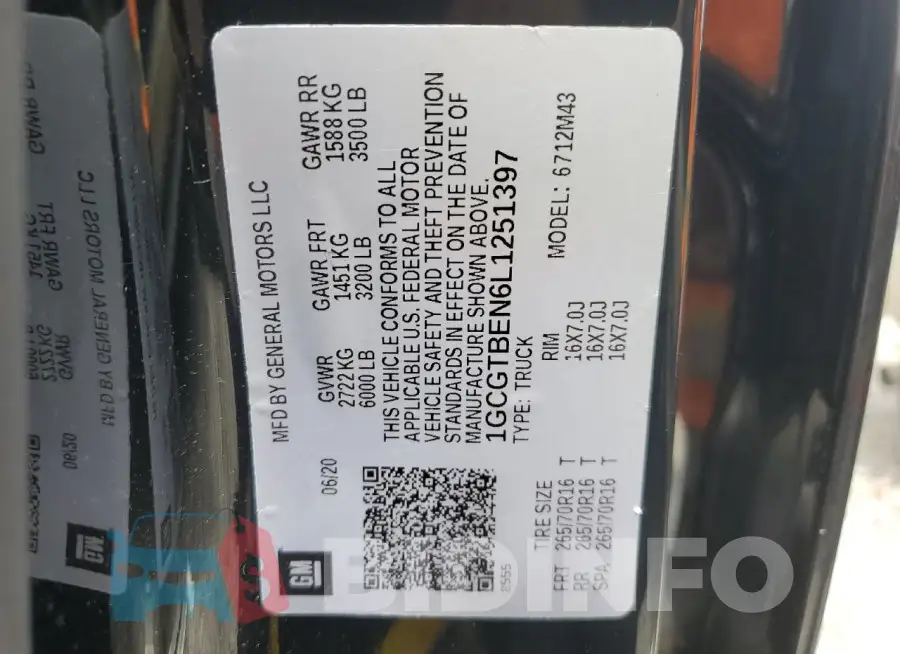 1GCGTBEN6L1251397 Photo# 12