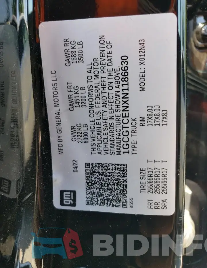 1GCGTCENXN1186630 Photo# 12