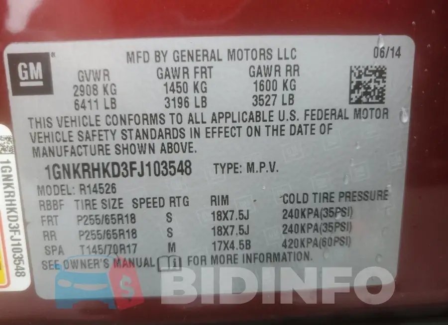1GNKRHKD3FJ103548 Photo# 13