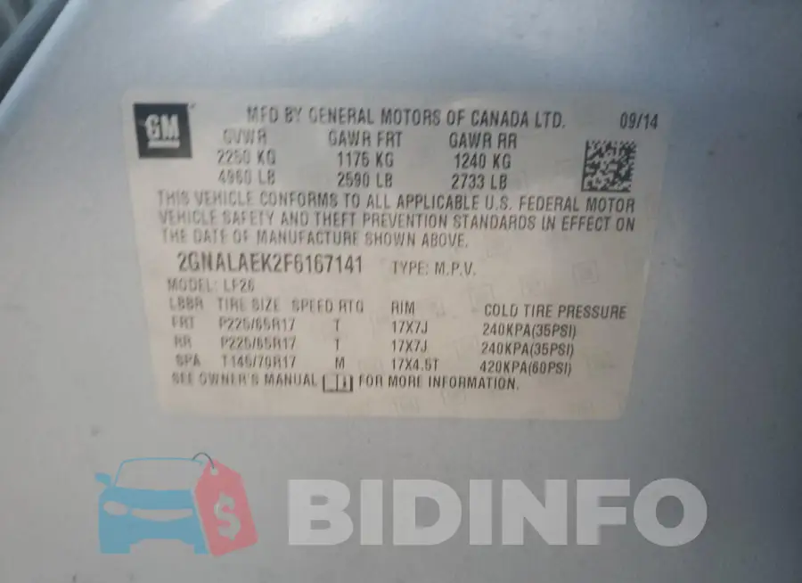 2GNALAEK2F6167141 Photo# 13