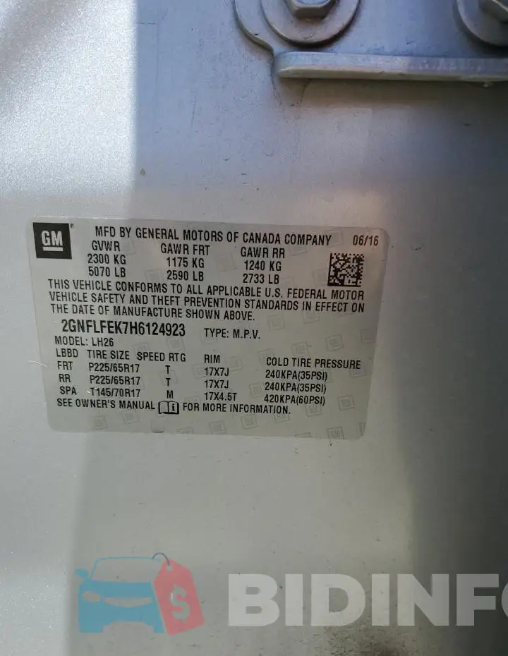 2GNFLFEK7H6124923 Photo# 13