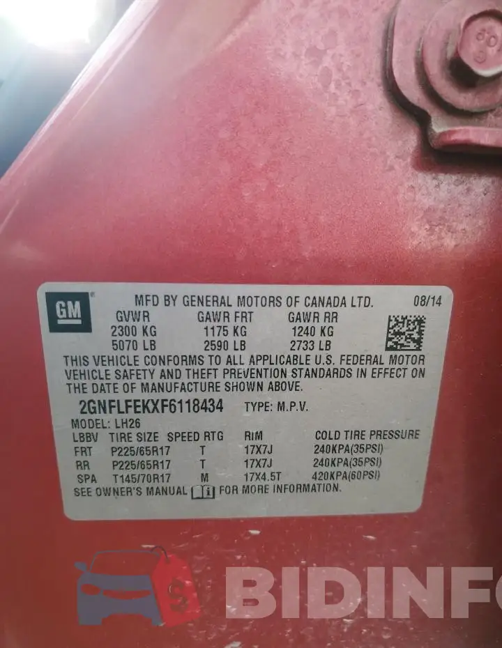 2GNFLFEKXF6118434 Photo# 13