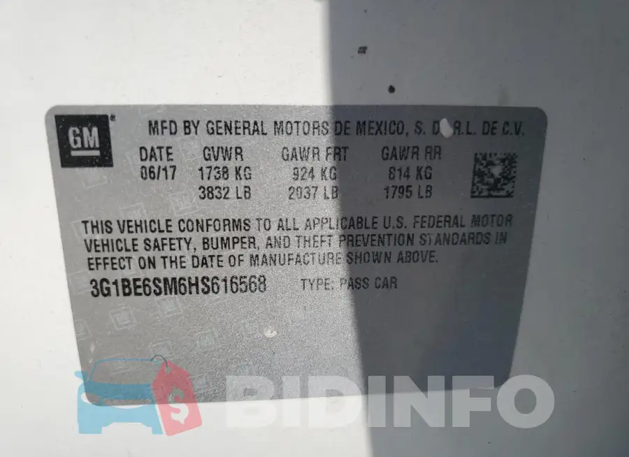 3G1BE6SM6HS616568 Photo# 12