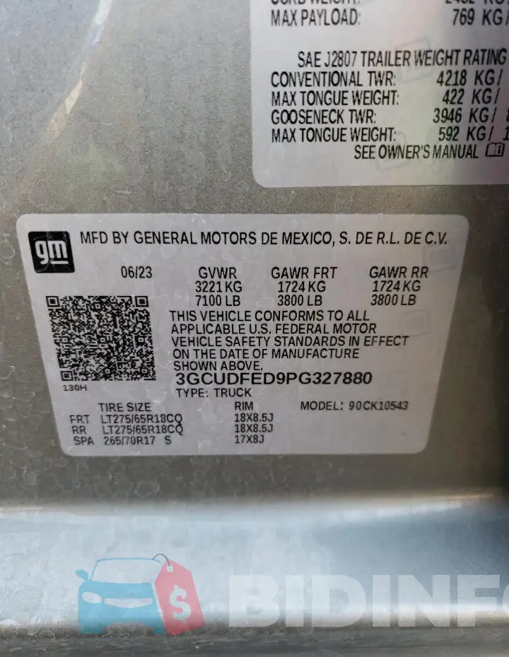 3GCUDFED9PG327880 Photo# 12