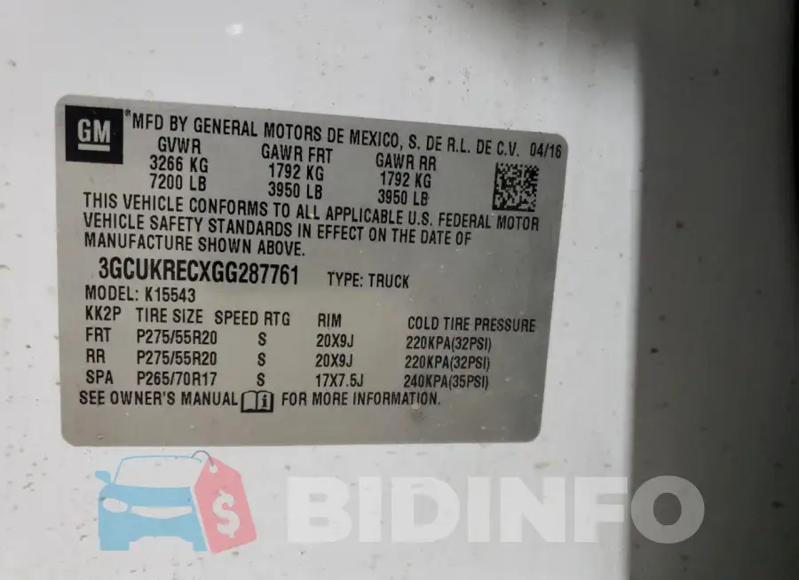 3GCUKRECXGG287761 Photo# 13