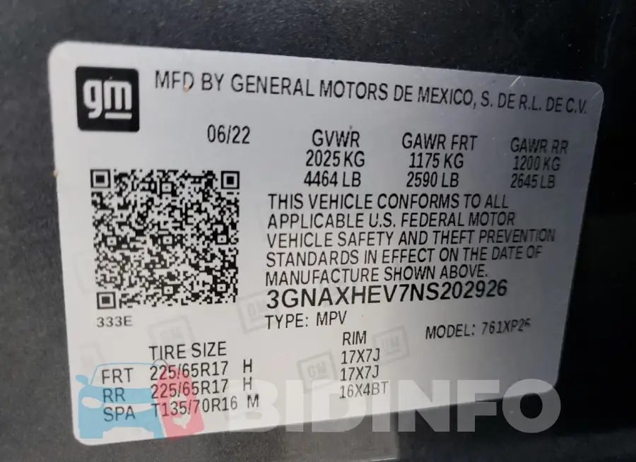 3GNAXHEV7NS202926 Photo# 14