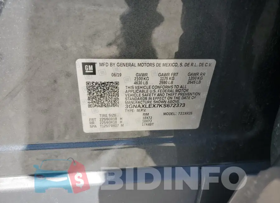 3GNAXLEX7KS672373 Photo# 12