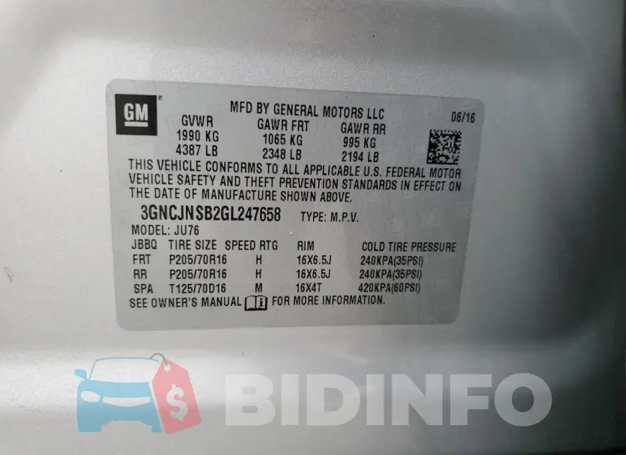 3GNCJNSB2GL247658 Photo# 13