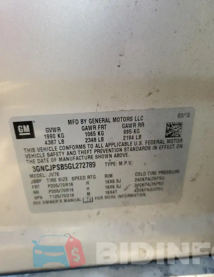 3GNCJPSB5GL272789 Photo# 13