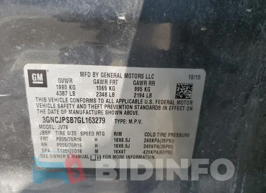 3GNCJPSB7GL163279 Photo# 13