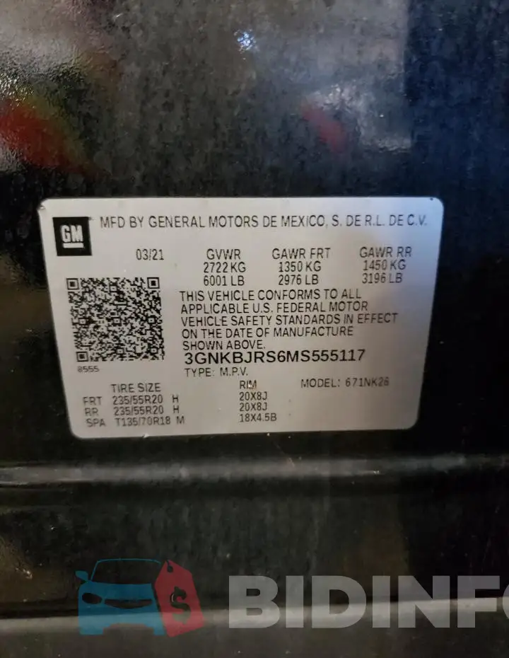 3GNKBJRS6MS555117 Photo# 13