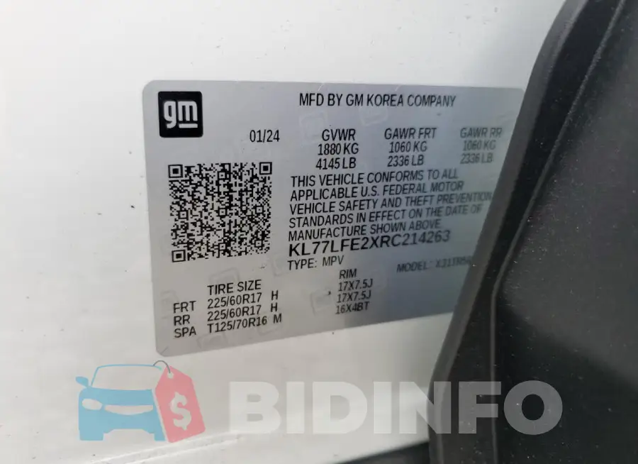 KL77LFE2XRC214263 Photo# 14