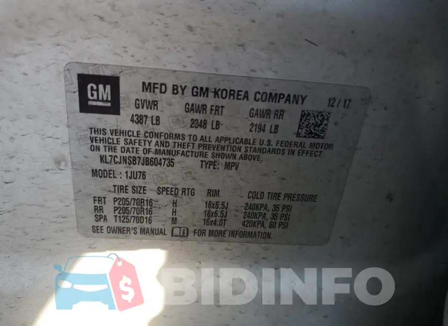 KL7CJNSB7JB604735 Photo# 12
