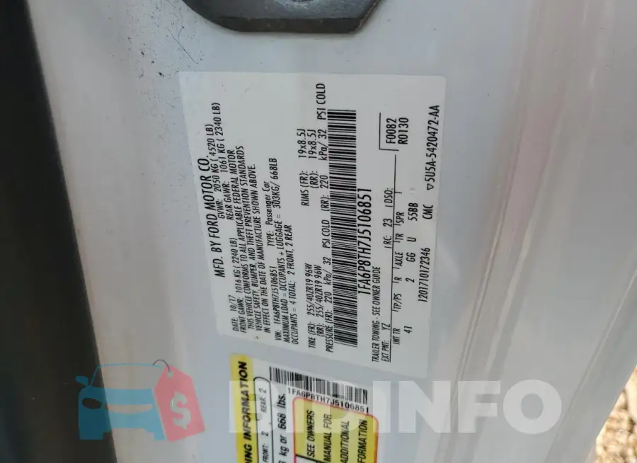 1FA6P8TH7J5106851 Photo# 13