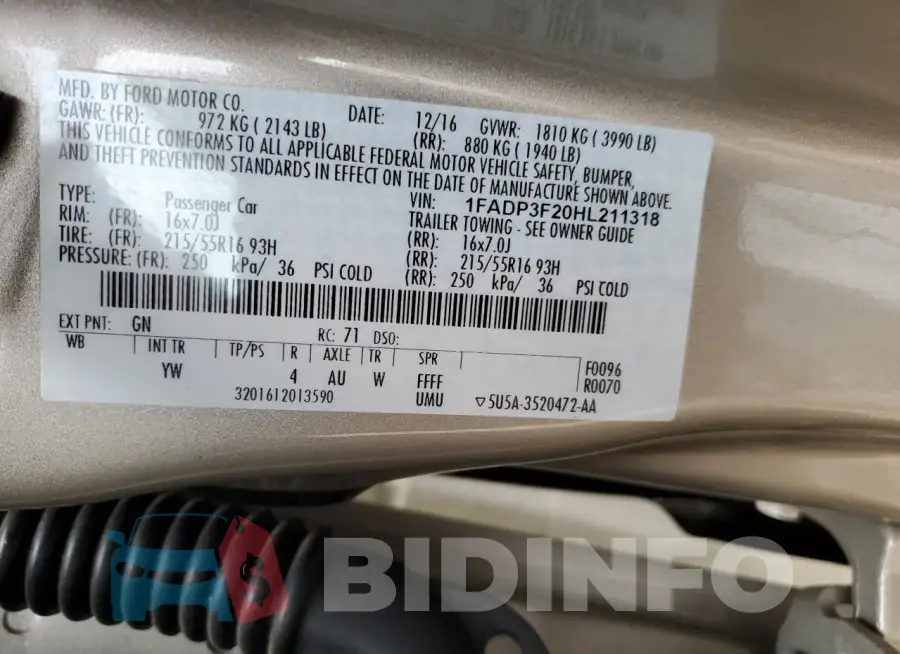 1FADP3F20HL211318 Photo# 12