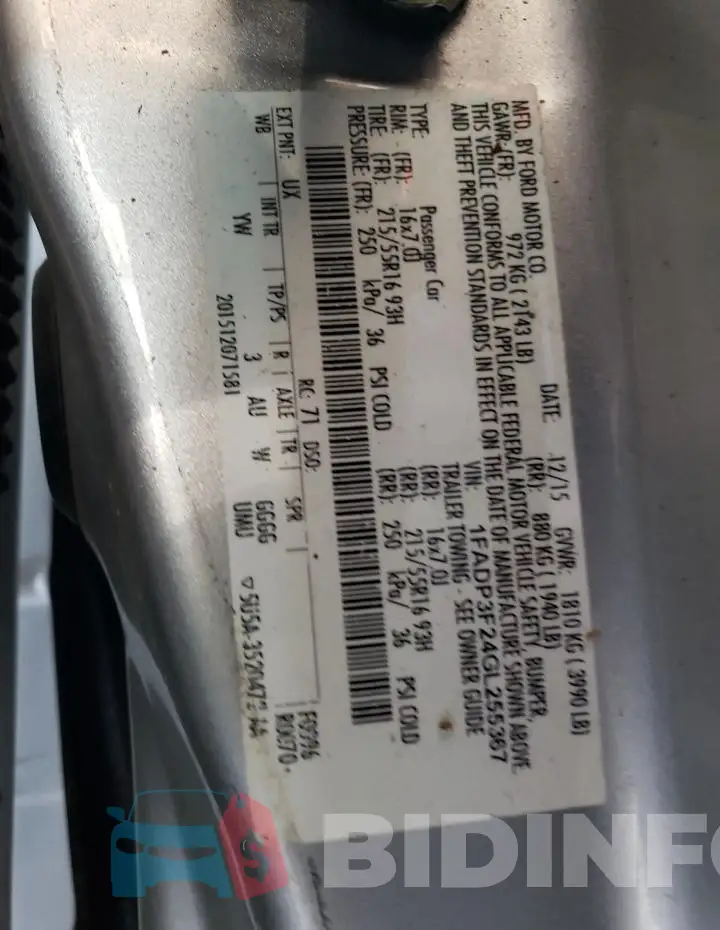1FADP3F24GL255367 Photo# 12