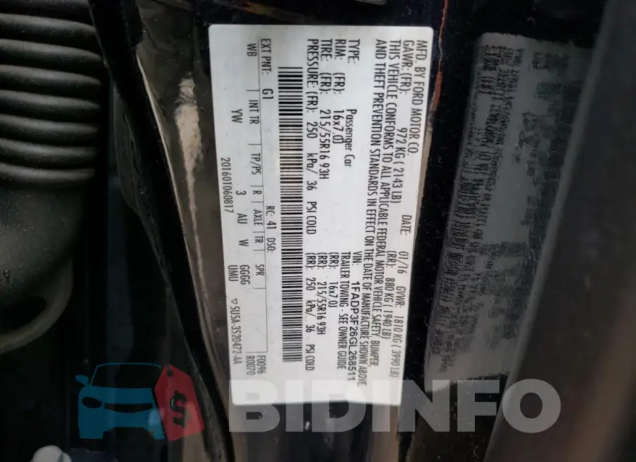 1FADP3F26GL268511 Photo# 12