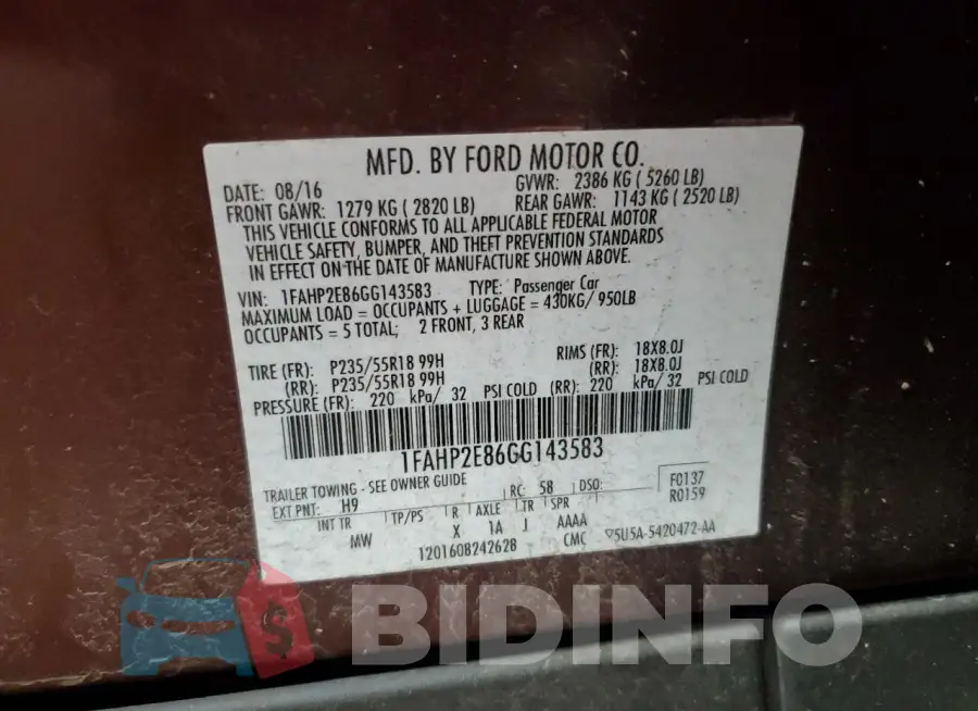 1FAHP2E86GG143583 Photo# 12