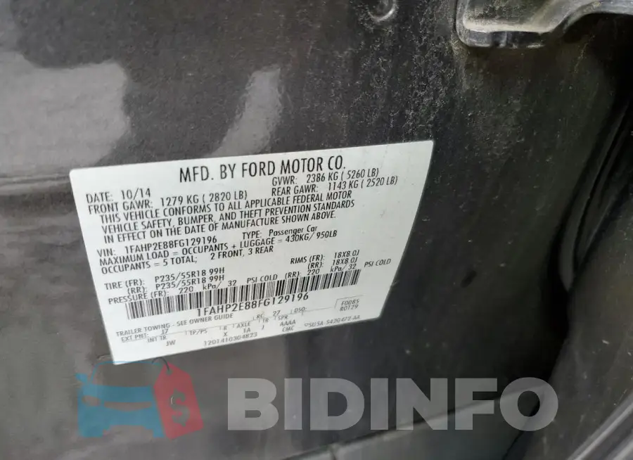 1FAHP2E88FG129196 Photo# 12