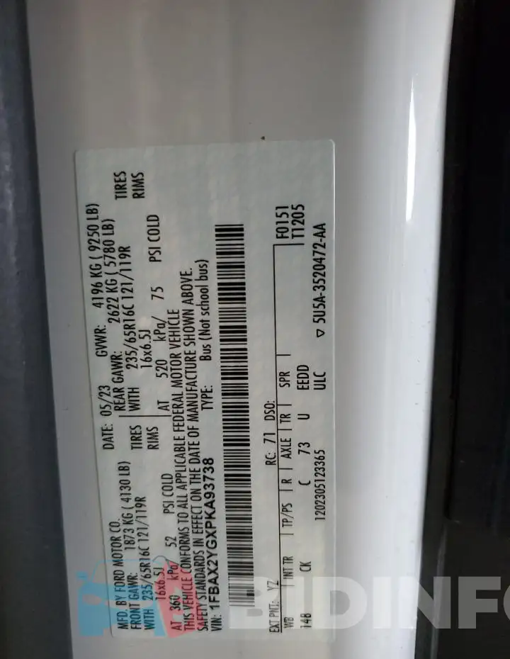 1FBAX2YGXPKA93738 Photo# 10