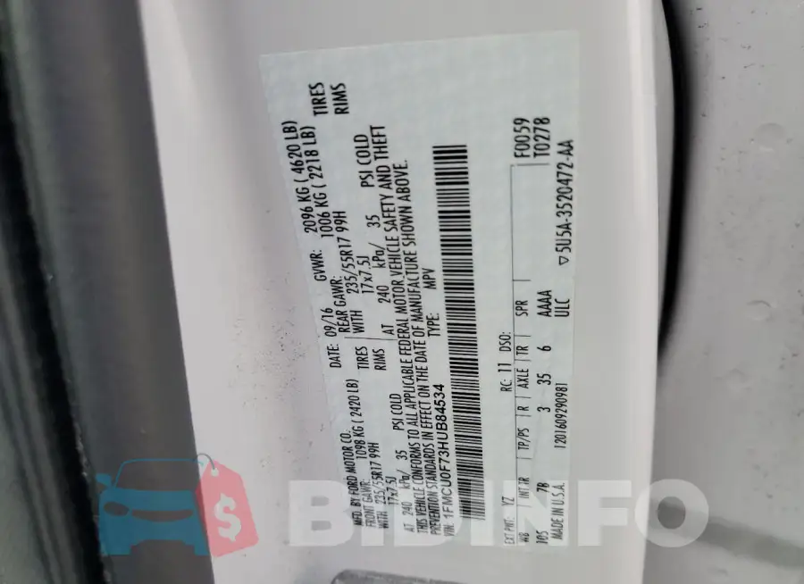 1FMCU0F73HUB84534 Photo# 13