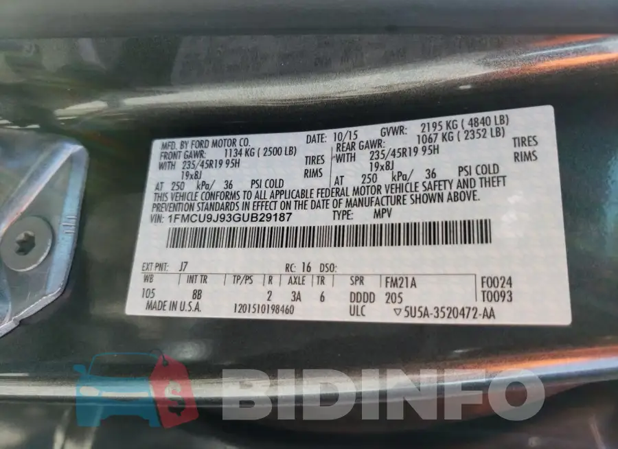 1FMCU9J93GUB29187 Photo# 13