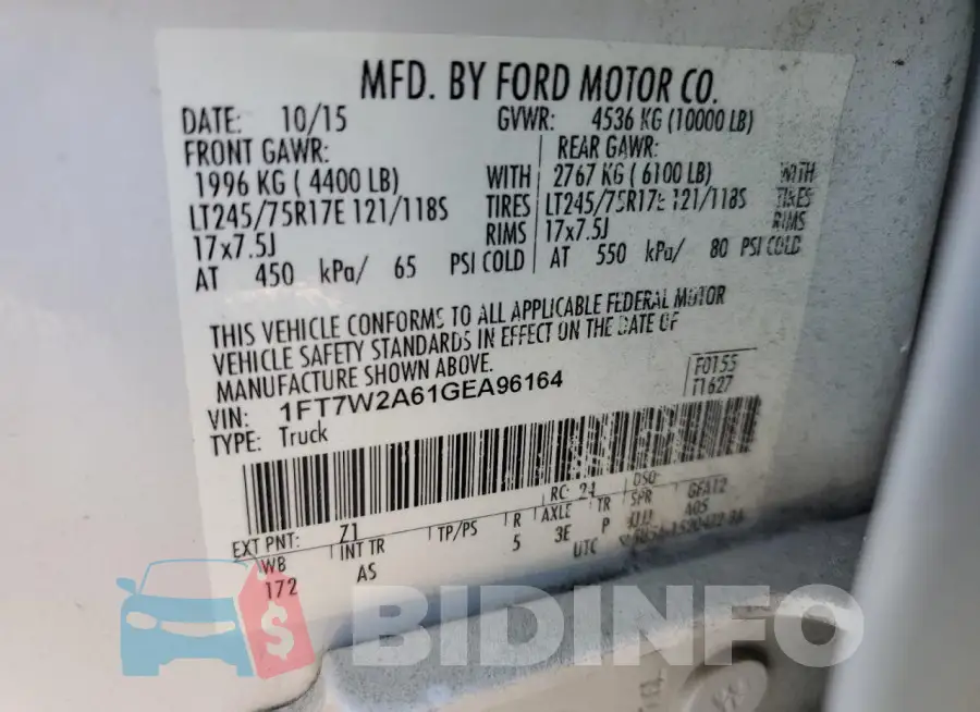 1FT7W2A61GEA96164 Photo# 12