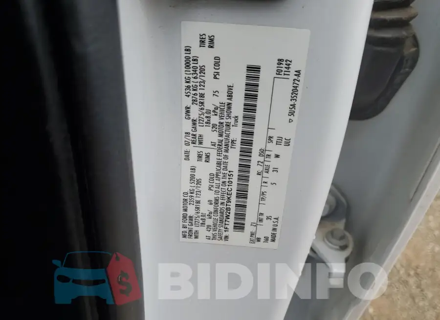 1FT7W2BT9KEC10151 Photo# 12