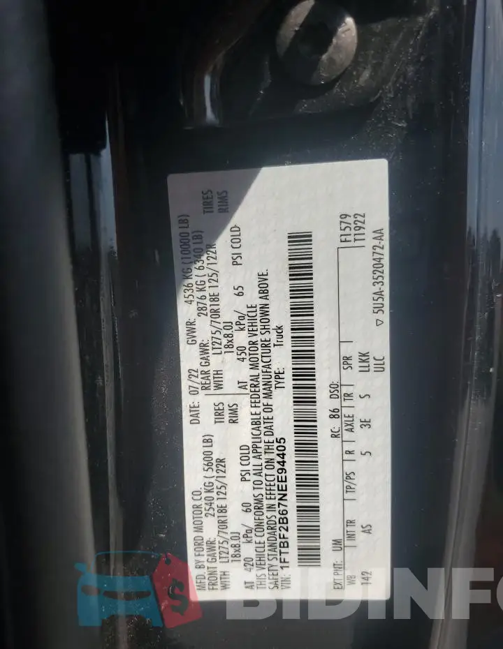1FTBF2B67NEE94405 Photo# 12