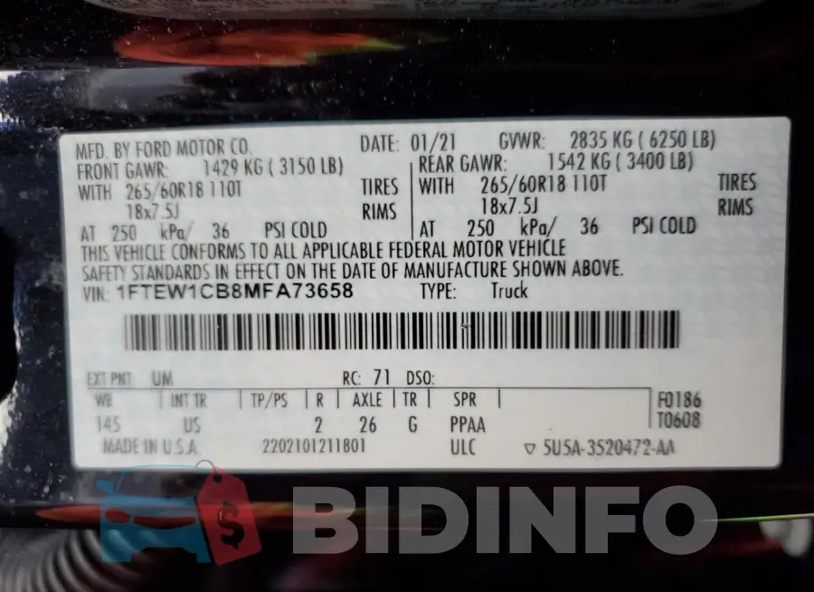 1FTEW1CB8MFA73658 Photo# 13